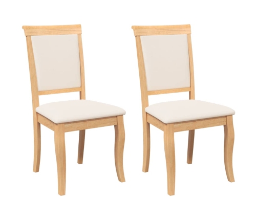 Sillas de comedor con cojines 2uds madera maciza natural caucho