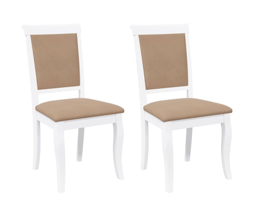 Sillas de comedor con cojines 2uds madera maciza blanco caucho