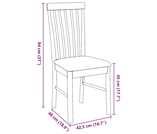 Sillas de comedor con cojines 2 uds madera maciza marrón caucho