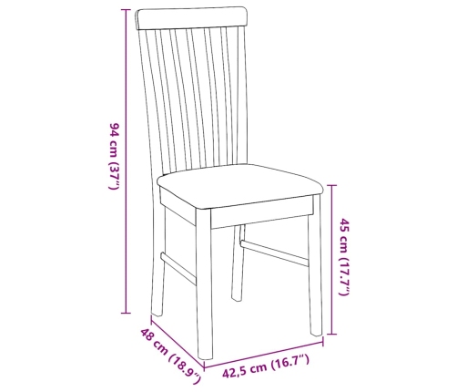 Sillas de comedor con cojines 2 uds madera maciza caucho