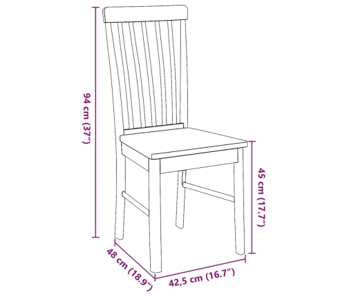 Sillas de comedor 2 unidades madera maciza de caucho