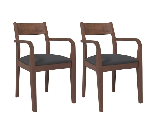 Sillas de comedor con cojines 2 uds madera maciza marrón caucho