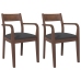 Sillas de comedor con cojines 2 uds madera maciza marrón caucho