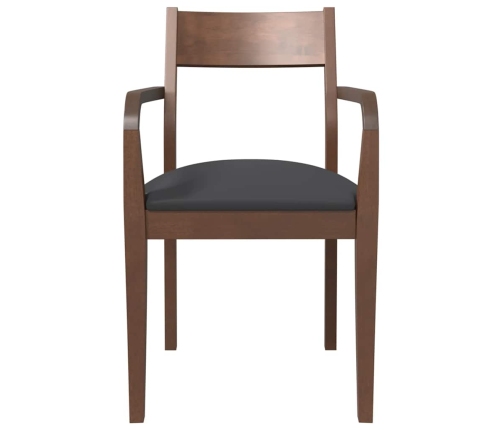 Sillas de comedor con cojines 2 uds madera maciza marrón caucho