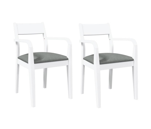 Sillas de comedor con cojines 2uds madera maciza blanco caucho