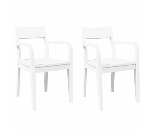 Sillas de comedor 2 unidades madera maciza de caucho blanco