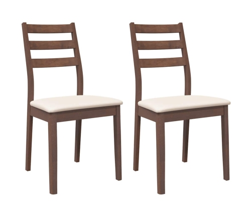 Sillas de comedor con cojines 2 uds madera maciza marrón caucho