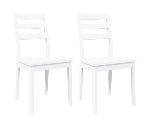 Sillas de comedor 2 unidades madera maciza de caucho blanco