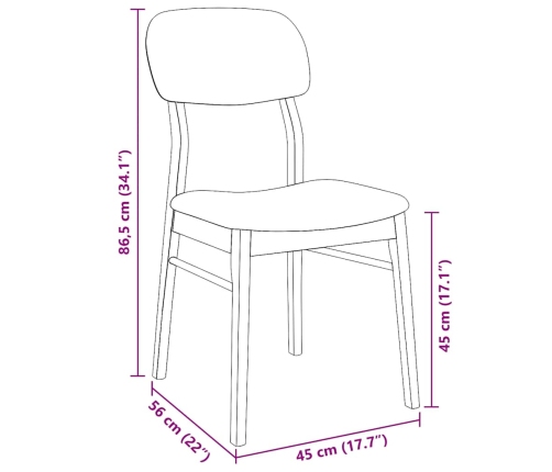 Sillas de comedor con cojines 2 uds madera maciza marrón caucho