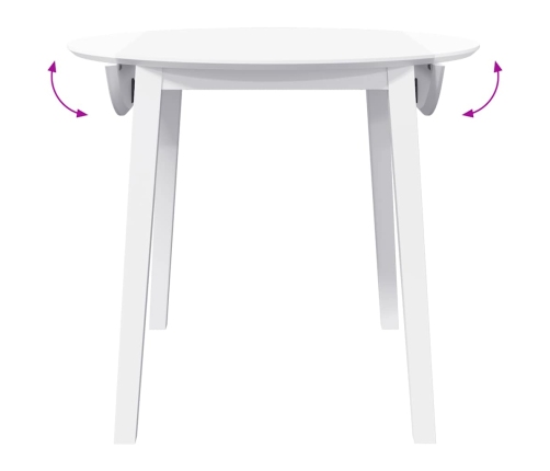 Mesa de comedor de madera maciza de caucho blanco