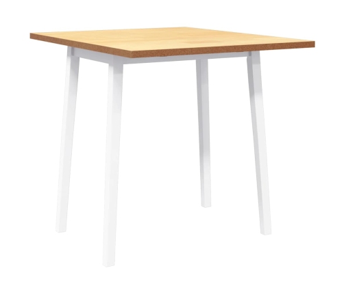 Mesa de comedor de madera maciza de caucho blanco