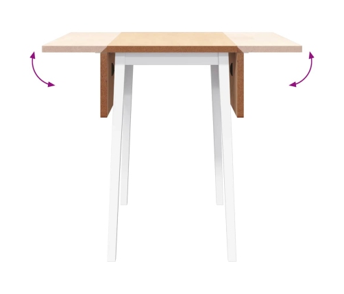 Mesa de comedor de madera maciza de caucho blanco