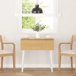 Mesa de comedor de madera maciza de caucho blanco