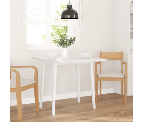 Mesa de comedor de madera maciza de caucho blanco