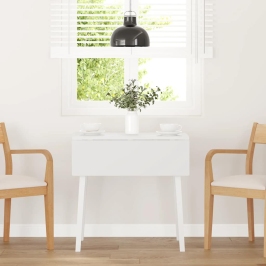 Mesa de comedor de madera maciza de caucho blanco