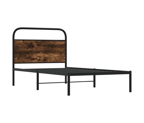 Estructura de cama sin colchón 100x200 cm madera roble ahumado