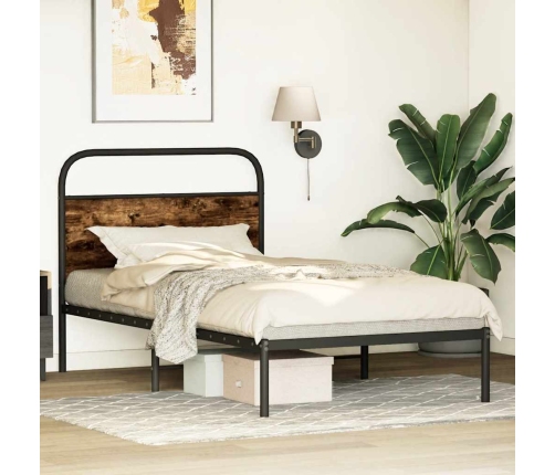 Estructura de cama sin colchón 100x200 cm madera roble ahumado