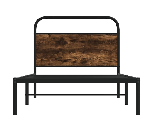 Estructura de cama sin colchón 100x200 cm madera roble ahumado