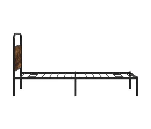 Estructura de cama sin colchón 100x200 cm madera roble ahumado