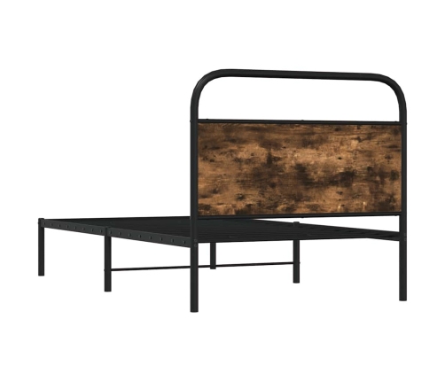 Estructura de cama sin colchón 100x200 cm madera roble ahumado