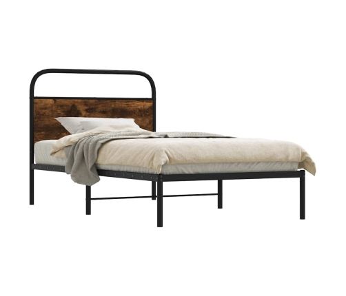 Estructura de cama sin colchón 100x200 cm madera roble ahumado