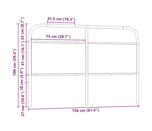 Cabecero de acero y madera de ingeniería roble ahumado 150 cm