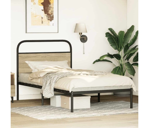 Estructura de cama sin colchón 107x203 cm madera roble Sonoma