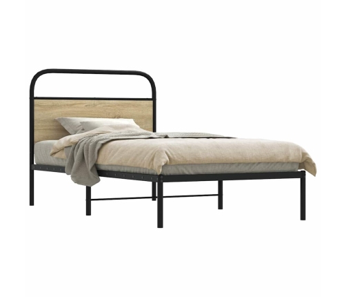 Estructura de cama sin colchón 107x203 cm madera roble Sonoma