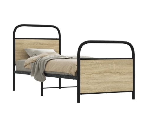 Estructura de cama sin colchón 80x200 cm madera roble Sonoma