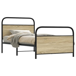 Estructura de cama sin colchón 107x203 cm madera roble Sonoma