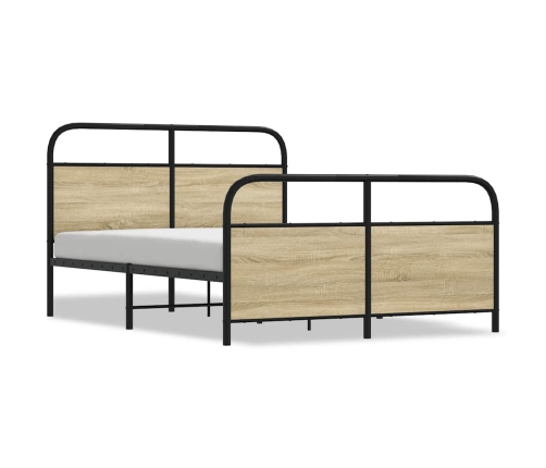 Estructura de cama sin colchón 120x190 cm madera roble Sonoma