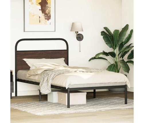 Estructura de cama sin colchón 107x203 cm madera marrón roble