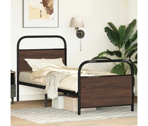 Estructura de cama sin colchón 75x190 cm madera marrón roble