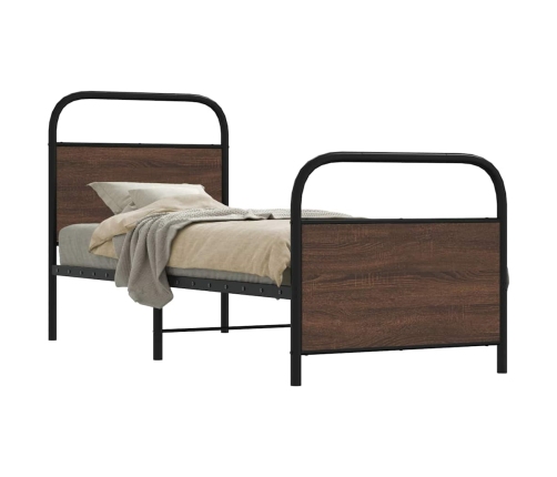 Estructura de cama sin colchón 75x190 cm madera marrón roble