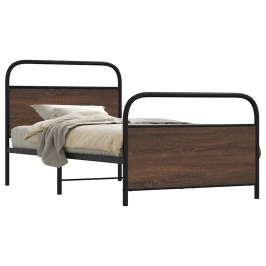 Estructura de cama sin colchón 107x203 cm madera marrón roble