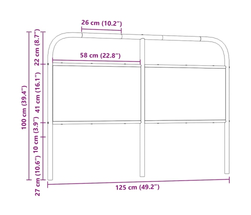 Cabecero de acero y madera de ingeniería marrón roble 120 cm