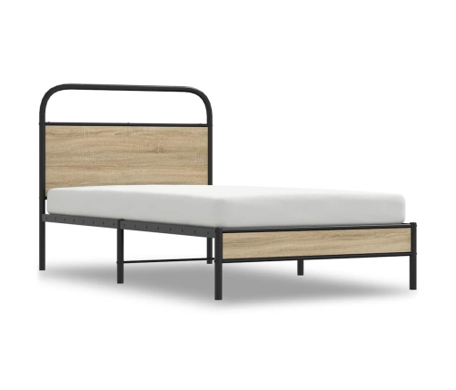 Estructura de cama sin colchón 90x190 cm madera roble ahumado