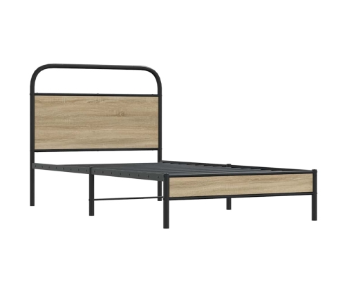 Estructura de cama sin colchón 90x190 cm madera roble ahumado
