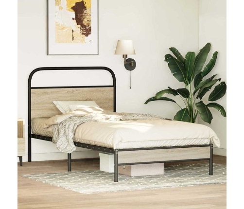 Estructura de cama sin colchón 90x190 cm madera roble ahumado
