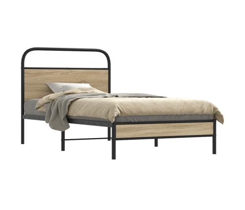 Estructura de cama sin colchón 90x190 cm madera roble ahumado