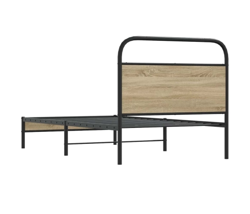 Estructura de cama sin colchón 100x200 cm madera roble ahumado