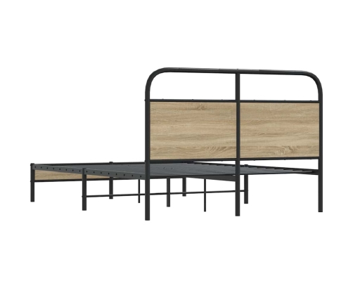 Estructura de cama sin colchón 120x200 cm madera roble ahumado