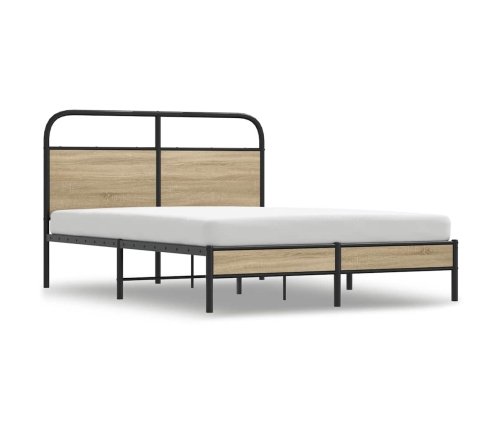 Estructura de cama sin colchón 135x190 cm madera roble ahumado