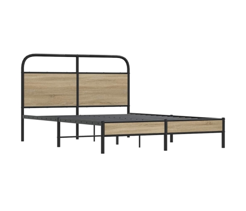 Estructura de cama sin colchón 135x190 cm madera roble ahumado