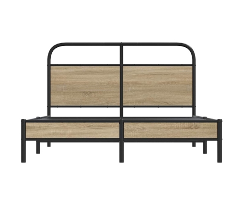 Estructura de cama sin colchón 135x190 cm madera roble ahumado