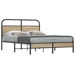 Estructura de cama sin colchón 140x190 cm madera roble ahumado