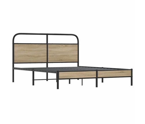 Estructura de cama sin colchón 150x200 cm madera roble ahumado