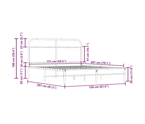 Estructura de cama sin colchón 150x200 cm madera roble ahumado