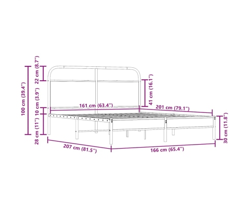 Estructura de cama sin colchón 160x200 cm madera roble ahumado