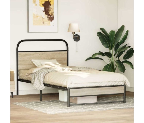 Estructura cama sin colchón 107x203 cm madera roble ahumado